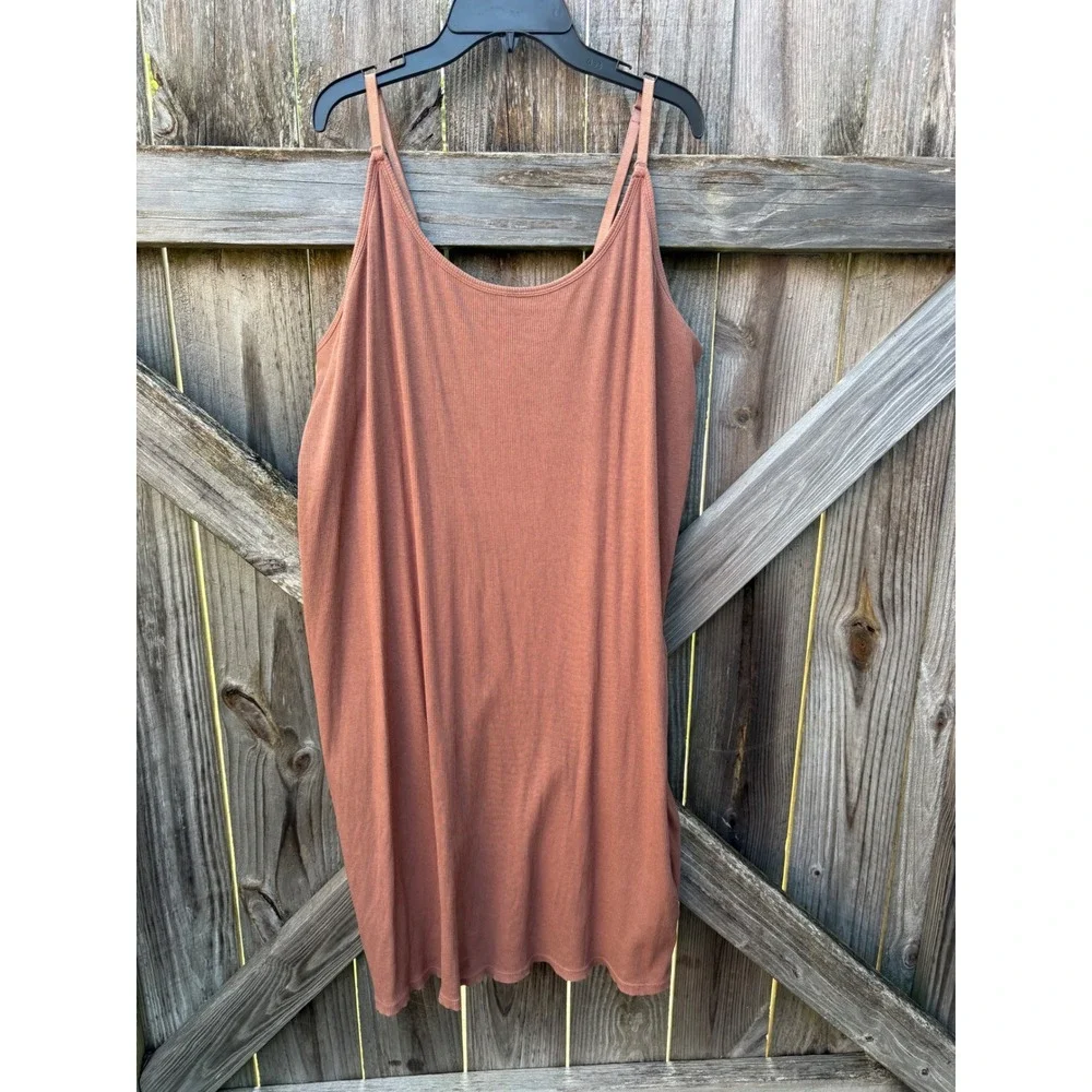 Sleep by Cacique Ribbed Knit Nightgown Terracotta Pink Plus Size 22/24 Chemise
